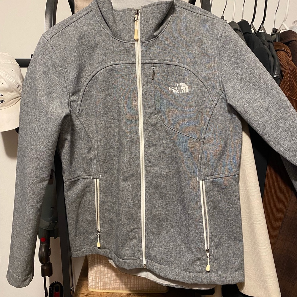 Womens North Face Grey Shell Zip Up - size large